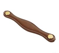 Brass Reinforced Leather Handle for Cabinet Drawers and Wardrobe Doors Compatible with Standard Single Hole Spacing (I)