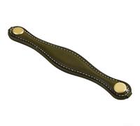 Brass Reinforced Leather Handle for Cabinet Drawers and Wardrobe Doors Compatible with Standard Single Hole Spacing (F)