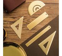 Brass Retro Triangle Ruler with Protractor and Measuring Scale for Drawing Study Tools Cartography Measurement Instrument Precision (A)