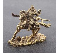 Brass Riding Guan Gong Desk Decoration Bronze Sculpture God of Wealth Guan Erye Ornament Buddha Statue Copper Office Buddhism Figurines Art collection