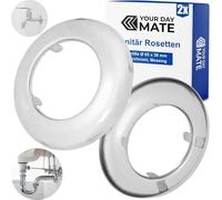 Brass Rosette DN1 inch, 2 Pieces, Size Ø 65 x 38 mm, Chrome-Plated, for Pipe Cover, conical Cover Rosette, Pipe Collar Siphon, tap Cover, Pipe Section, Radiator, Push Rosette Sanitary Accessories