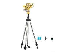 Brass Rotary Garden Sprayer, Heavy Duty Irrigation Tripod with Adjustable Height Base, 360 Degree Rotating For Sprinkler Stand for Large Area Lawn Watering System