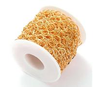 Brass Round Link Chains Craft Strings, 33ft Roll, 8-10x1mm for DIY Projects and Jewelry Making