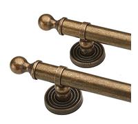 Brass Rustic Door Handle Heavy Duty,Round Push Pull Handles for Front/Wood Gate,Metal Door Hardware Set Easy Installation,45cm Long