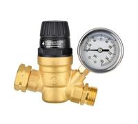 Brass RV Water Pressure Reducer Adjustable 45 PSI Default | Adjustable pressure control, built-in gauge display, protects pipes from high pressure, ideal for RVs and campers