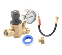 Brass RV Water Pressure Regulator Valve 0-160 PSI(E) | Adjustable 0-160 PSI, silicon oil gauge, leak-proof seal, easy hand-wheel control, protects plumbing
