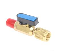 Brass Safety Ball Valve for R22 Refrigeration, 1/4 SAE HVAC Manifold Accessory, Control Valve for Cooling System and Repair(blue)