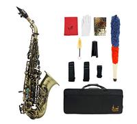 Brass Saxophone,HUIOP Vintage Style Bb Soprano Saxophone Sax Brass Material Woodwind Instrument with Carry Case Gloves ing Cloth Brush Sax Strap Mouthpiece Brush,Soprano Saxophone