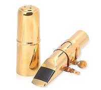 Brass Saxophone Mouthpiece, Alto Sax Mouthpiece Beginners, High - Quality Hand - Polished Brass with Metal Strap and Cover, Streamlined Design for Clear Balanced