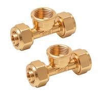 Brass Screw Fitting T Piece 20 x 2.0 mm with 1/2 Inch Internal Thread Pack | Compression T-piece screw connection 20 x 2.0 mm x 1/2 inch female thread, compression fitting for 1620 aluminium composite