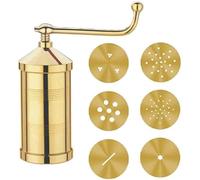 Brass Sev Sancha Mould Murukulu Maker Presser With 6 Different Jali Discs For Namkeen, Bhujia, Snacks, Chakli, Noodles, Idiyapam, Gathiya & Savoury- Pack Of 1