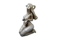 Brass Sexy Beauty Girl Female Kneeling Posture Sculpture,Nude Maid Swimsuit Doll Model Ornaments Miniatures Statue,Body Art Crafts Desk Ornaments Home Bar Decoration Key Chain Pendant