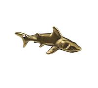 Brass Shark Figurine,Copper Marine Animal Miniature Statue Sculpture Crafts Collection Desktop Ornament Home Sand Table Decor Accessories Study Paperweight,Shut Up Shark