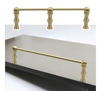 Brass Shelf Guard Rail for 20-100cm Long Shelves, Tipping Guardrail Set Display Enhancer with 3 Spindles, Cabinet Fence Decorative Railing Rod(Style B,75cm/29.5in)