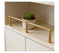 Brass Shelf Rail Fence Set, Decorative Gallery Guardrail with 3 Spindles for Shelf Display, Magazine Rack Enclosure, Fall Prevention, 28 Inch