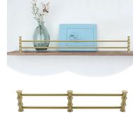 Brass Shelf Rail for 72 60 48 44 40 36 30 28 24 20 18 16 12 10 Inch Cabinet, Wall Floating Shelf Tipping Rail for Open Shelves, Closet Guard Bar Decorative(Long 68in/173cm)
