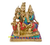 ® Brass Shiva Parvati Shiv Parivar Bholenath Shankar Bhagwan Ganesh Family Murti Idol Statue Sculpture Multicolor Home Decor Height 6 Inches