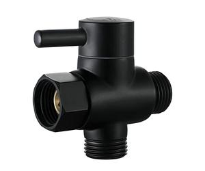 Brass Shower Arm Diverter Valve for Hand Held Showerhead and Fixed Spray Head,G 1/2 3-Way Bathroom Universal Shower System Replacement Part (Matte Black)
