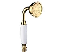 Brass Shower Head Traditional Victorian Style Handheld Shower Sprayer Gold | Bathroom Round Shower Head High Pressure Bath Shower Universal Water Saving Showerheads Metal and Ceramic