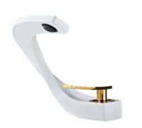 Brass Single Hole Bathroom Basin Faucet with Hot and Cold Water Mixer Tap for Sink, Thin Wide Spout No Splash Design, Elegant Arch Shape for Home and Hotel Use(White)