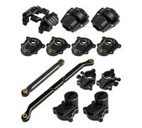 Brass Skid Plate Steering Knuckle Front Rear Outer Portal Housing Steering Link Diff Cover Fits 1/18 RC Crawler Ascent 18, 7 in 1 Brass Set