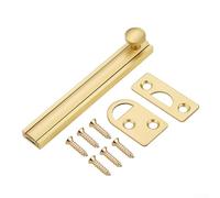 Brass Slide Bolt Latch for Barn Door, Heavy Duty For Mount Door For Bolt, Rust Proof Security Hasp with Screws, Vintage Style Interior Bathroom Gate Lock,(Gold 4inch)