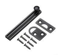 Brass Slide Bolt Latch for Barn Door, Heavy Duty For Mount Door For Bolt, Rust Proof Security Hasp with Screws, Vintage Style Interior Bathroom Gate Lock,(Black 4inch)