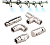 Brass Slip Connectors Kit,Leakproof Tight Fit Hardware - 1/8 Inch Brass Slip Connectors for Misting System,for Agricultural Cooling Environmental Humidification
