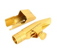Brass Soprano Sax Mouthpiece, Bright Tone Glossy Gold Plated Finish High Pitch with Metal Cap for Enthusiasts, Beginners, Students