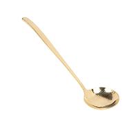 Brass Soup Ladle, Elegant Kitchen Ladle with Long Handle, Hammer Texture Design for Serving Soups Stews Sauces, Bright Gold Mirror Finish, Well Balanced Weight for Home Cooking and (Ladle)