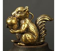 Brass Squirrel Pendant Keychain Vintage Charm, Embodies Good Fortune and Prosperity