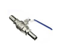 Brass Stainless Steel Connection Adapter, Hose Barb 304 Stainless Steel Two Way Drain Ball Valve for Water Adapter Connector(Through,16mmBSP3I816mm)