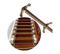 Brass Stair Carpet Rods - 40in Safety Tubular Bar for Wooden Steps 8 Pack with Finial Ends & Brackets -Easy Install Carpet Runners Securely