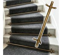 Brass Stair Rods for Carpet Runners, 20-50 Inch Adjustable Set with Brackets, Durable Hardware to Secure Stair Carpet (5pcs, 44in, Heavy-Duty)