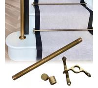 Brass Stair Runner Rods with Finials & Brackets - 18 Pcs Adjustable Carpet Hold Down Bar for Curved Wooden, Hardwood & Concrete Steps - 34in/86cm Easy Installat