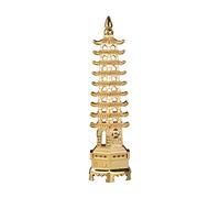 Brass Statu 8.7'' Alloy Fengshui 9 Level Pagoda Wenchang Tower Statue Protection Business Rises Desk Decor Collectible Golden Color ZD113