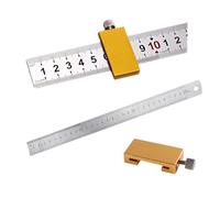 Brass Steel Ruler, Stainless Steel, Combination Square, Carpenter's Square, Ruler, Brass Marking Tool, Positioning Block Parallel Ruler, Marking Gauge Metal with Stop, Metal Ruler (Golden)