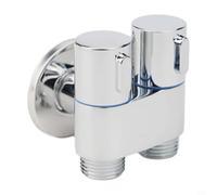 Brass Stop Valve G1/2 Inch Wall Mount Brass Stop Valve G1/2 | Solid brass body, chrome plated finish, G1/2 inlet, dual separate outlets, sink toilet basin use