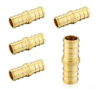 Brass Straight Coupling Crimp Fittings for PEX-B Plumbing Pipe Hose Tubing, for ASTM F1807 NSF 61 372 Certified, Compatible with PEX A/B/C Pipes, Copper(5pcs 3/4inch)