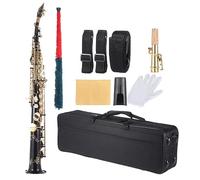 Brass Straight High-pitched Saxophone Bb B Flat Sax Wind Instrument Carve Pattern With Carrying Case Saxophone for Student (Color : 02)