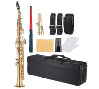 Brass Straight High-pitched Saxophone Bb B Flat Sax Wind Instrument Carve Pattern With Carrying Case Saxophone for Student (Color : 01)