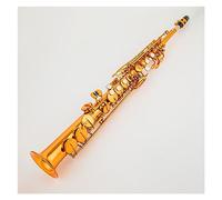 Brass Straight High-pitched Saxophone Bb B Flat Sax Wind Instrument Natural Shell Key Carve Pattern Saxophone for Student