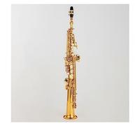 Brass Straight High-pitched Saxophone Bb B Flat Sax Woodwind Instrument Natural Shell Keys Carve Pattern Saxophone for Student