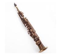 Brass Straight High-pitched Saxophone Bb B Flat Woodwind Instrument Natural Shell Key Carve Pattern Saxophone for Student