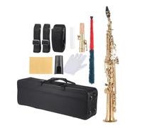 Brass Straight Saxophone Bb B Flat Sax Saxophone Woodwind Instrument Carve Pattern With Carrying Case (Color : Gold)