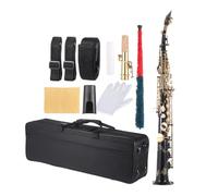 Brass Straight Saxophone Saxophone Bb B Flat Carve Pattern With Carrying Case Woodwind Instrument Sax Accessories (Color : Bk)
