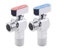 Brass Straight-Through Angle Valve 2-Pack, 1/2'', 3/4'' Anti-Burst Hot/Cold Water Shut-Off with Chrome-Plated Ball Core(1/2" (DN15))