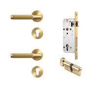 Brass Stripe Door Lock Grey Interior Double Wood Lever Dummy Handle Linear 1Pcs(BK-SB)