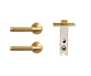 Brass Stripe Door Lock Grey Interior Double Wood Lever Dummy Handle Linear 1Pcs(Passage-SB)