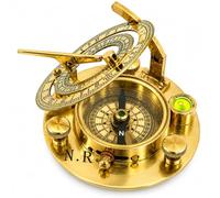 Brass Sundial Compass 3" Nautical Gift Marine Boat Pocket Sun Dial Pirate Ship West London - Vintage Home Decor Gifts for Him/Her - Gift for Husband/Wife,Loved Ones